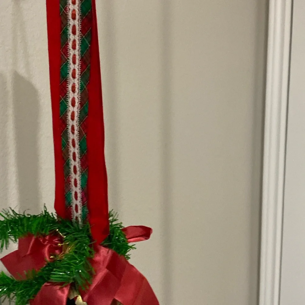 Festive Red and Green Holiday Door Hanger Bell